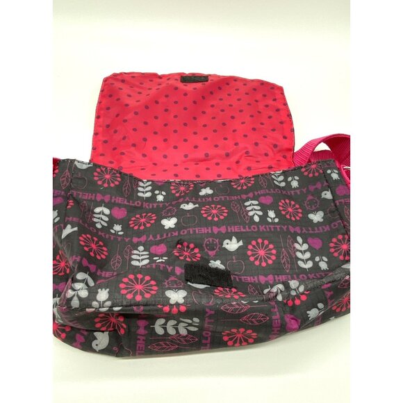 Sanrio Hello Kitty Pink Black Crossbody Purse Shoulder Bag Bird Heart Flower - Picture 4 of 6